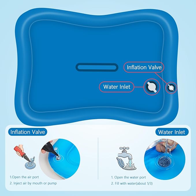 Thickened Cat Water Sensory Play Mat with 2 Attractive Balls, Cat Water Bed Toy for Cats Dogs Kittens Puppies Pets
