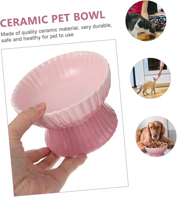 VICASKY Elevated Pet Food Bowl for Cats and Dogs Stylish Design Supports Healthy Eating Posture Easy Daily Feeding Vertical Stripes