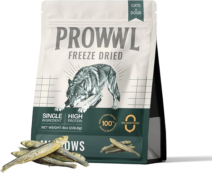 Freeze Dried Minnows Cat & Dog Treats for Training, Healthy High Protein Limited Single Ingredient Pet Food Snacks for Small, Medium, and Large Dogs Cats (Raw Minnows, 8oz)