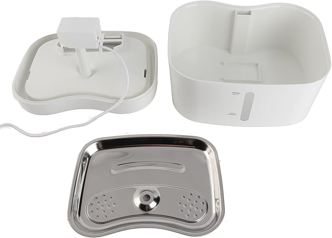 Brrnoo Cat Water Fountain Stainless Steel - 87oz/2.5L Pet Drinking Fountain for Cats Indoor - Automatic Cat Watering Dispenser Bowl with Water Level Window - Quiet for Cats & Dogs (A)