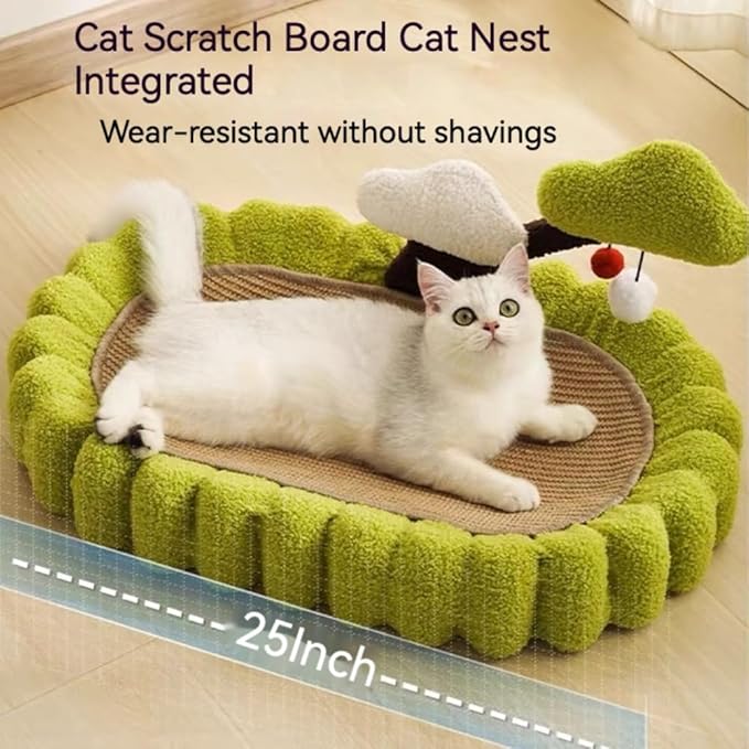 Cat Scratcher - Durable Non-Shedding Sisal Cat Bed with Climbing Frame and Toy, All-in-One Cat Furniture for Scratching and Sleeping (Money Tree)