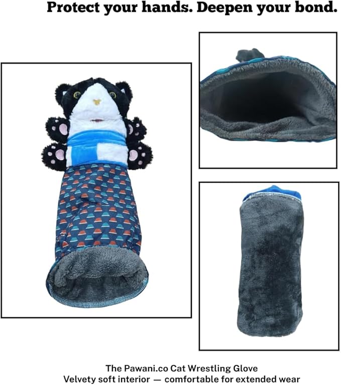 Cat Wrestling Glove Puppet – Interactive Hand Glove with Protective Sleeve, Durable Enrichment Toy for Cats & Kittens, Safe Boredom Relief