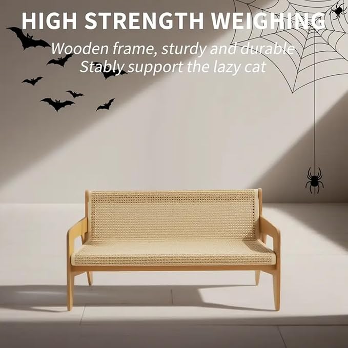 Sisal Cat Scratcher Bed for Indoor Cats,Upgrade New Sisal Cat Chair,2-in-1 Cat Scratching Board & Rest Chair, Includes Cat Brush, Linen Fabric, Pet Furniture Designed for Cats