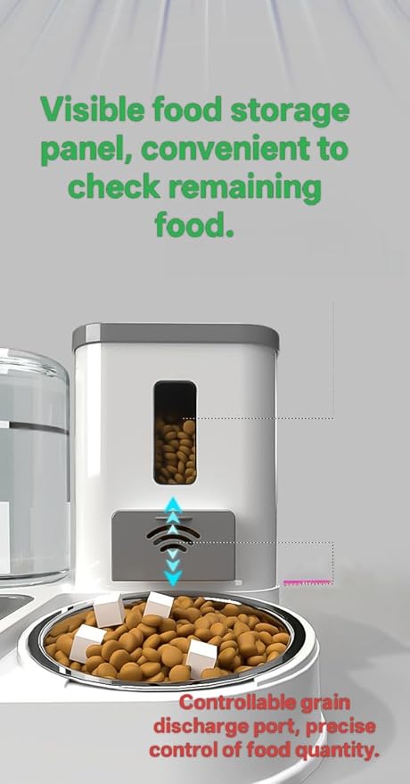 Automatic Cat and Dog Feeder and Water Dispenser Green Eco-Friendly Gravity Feeder and Water Set with Pet Bowl for Small to Medium Dogs Puppies and Kittens