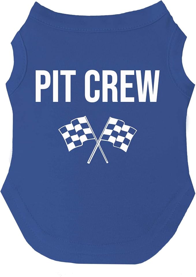 Pit Crew Dog Tee Shirt | Sleeveless | Racing | Motor Sport Fan | Trackside | Fast Lane | Birthday (Royal Blue, 5X-Large 49)