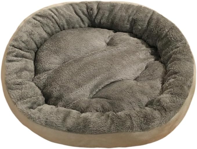 Round Dog & Cat Bed Mat - Soft Washable Faux Fur Pet Pad with Non-Slip Waterproof Bottom | Durable Plush Fleece Bedroom Mat for Small Dogs, Puppies, Kittens & Cats(Gray)