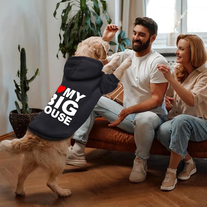 Dog Sweater Dog Hoodie Cold Weather Coat Hooded Sweatshirt for Puppies,Cats, Small Medium Large Dogs (Black(House), Medium)