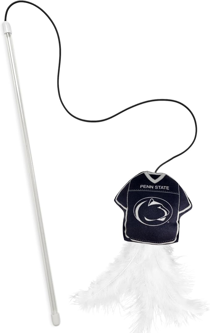 NCAA Penn State Nittany Lions Team Jersey Wand with CAT NIP, Cat Toy Jersey Shaped Plush Teaser Toy for Cats & Kittens - Interactive Pet Toy for Play & Exercise