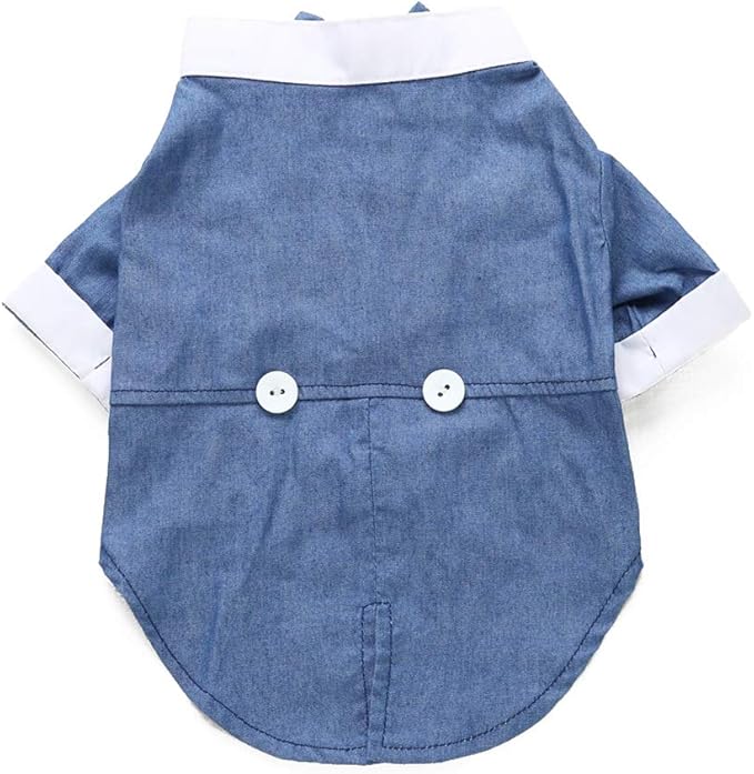 GabeFish Pets Wedding Jackets Suit for Dogs with Bow Tie Puppy Cat Formal Clothes Shirt Tuxedo (Blue, M (Chest 15.3in/39cm)