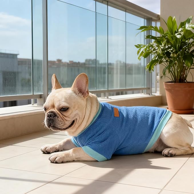 Classic Fleece Dog Sweater – Soft & Warm Stretchy Sweatshirt for Small Dogs & Cats, Cold-Weather Pullover for Everyday Wear (Dark Blue, Small)