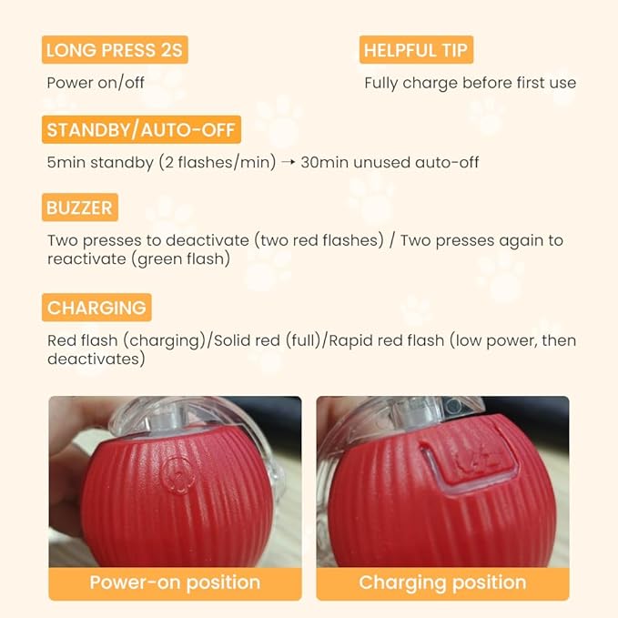 Interactive Cat Toys for Indoor Cats, Interactive Pet Toy Ball, Cat Toy Ball for Bored Indoor Cats, Smart Rolling Ball for Dogs & Cats (Red+Green+Grey)