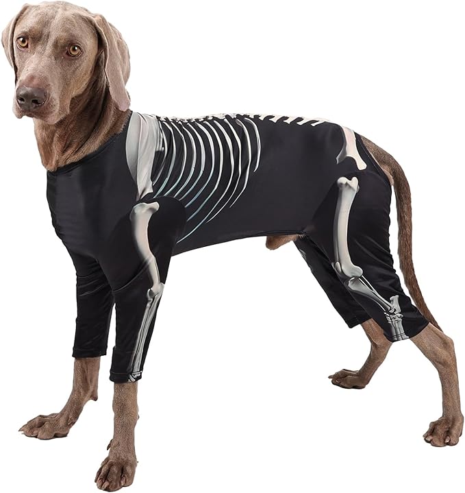 Halloween Dog Costumes, Dog Jumpsuit Halloween Skeleton Costumes Cosplay Sweatshirt, Funny Dress Up Apparel Clothes for Medium Large Dogs 2XL
