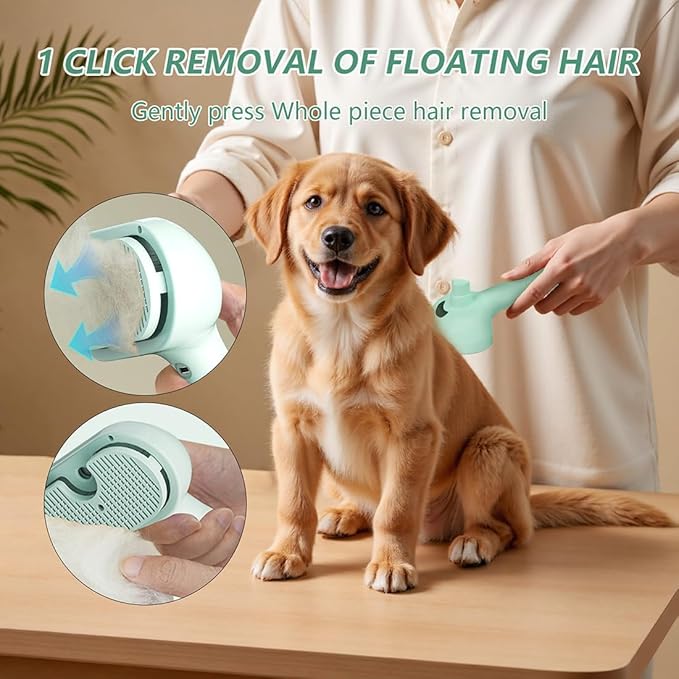 Pet Steam Brush for Dog and Cat，3 in 1 Spray Hair Removal Comb，Steam for Shedding & Grooming，Water Brush for Long and Short Haired Pets Remove Tangled Loose Hairs (White)