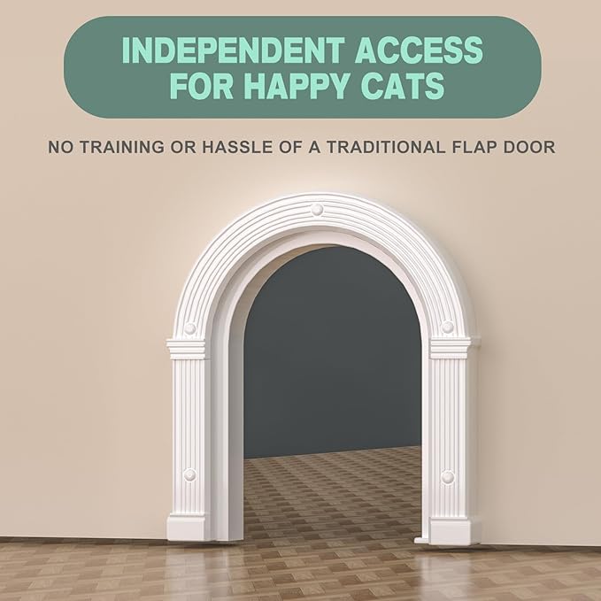 Cat Door for Interior Doors Large - No-Flap, No Training Needed, Fits Cats Up to 25 lbs, Easy Installation in Minutes, Fits 1.25" to 1.75" Thick Solid & Hollow Doors