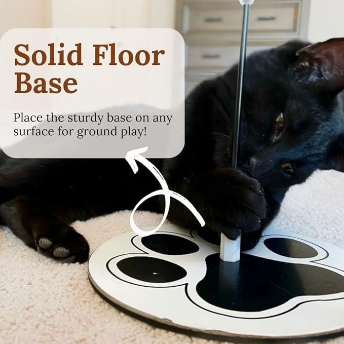 Interactive Cat Toys for Indoor Cats - 6 Feathers 3 Worms Double Sided Suction Cup - Round Base Teaser Wand - Self Play Bird Hunting - Bored Adult Feline Solo Activity - Kitten Juguetes para Gatos