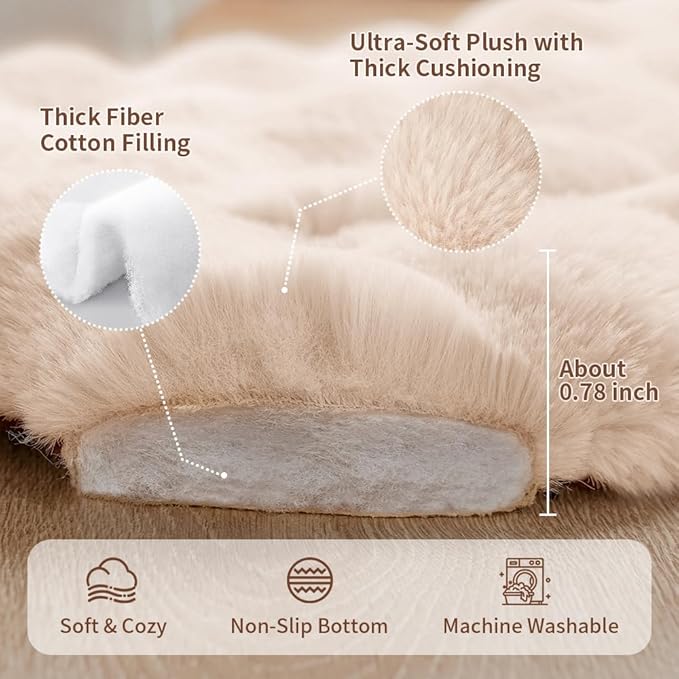 SOMAHE Large Dog Bed Mat, Extra Large Plush Faux Fur Washable Pet Bed for Large Dogs, Non-Slip Fluffy Dog Mat – Machine Washable XL Dog Sleeping Pad for Large Breeds, 35 x 27 Inch White