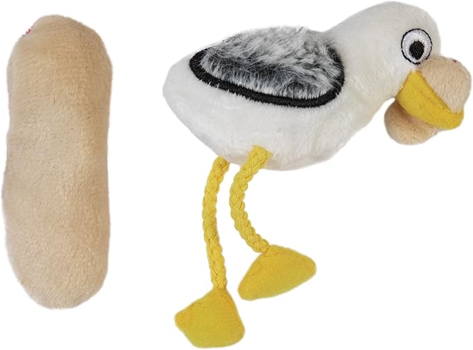 Mad Cat Catnip & Silvervine Bird Crinkle Cat Toy, Hotdog Thief, Pack of 2 | Plush Interactive Cat Toy with Realistic Sounds | Ideal for Tossing, Batting, Kicking, and Cuddling for All Cats