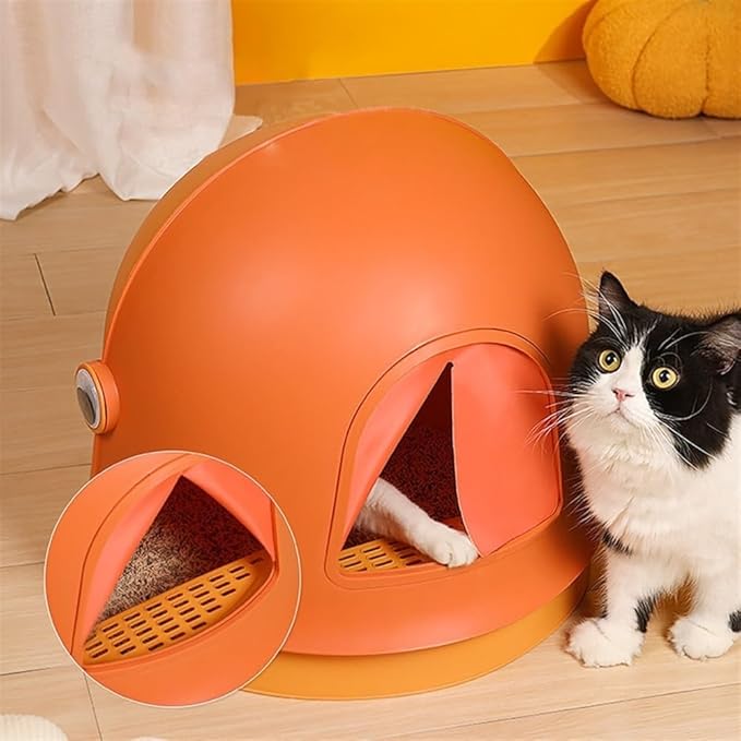 Pet Supplies, Extra Large Hooded Cat Litter Box for Big Cats - Anti-Splash, Easy Clean(Yellow)