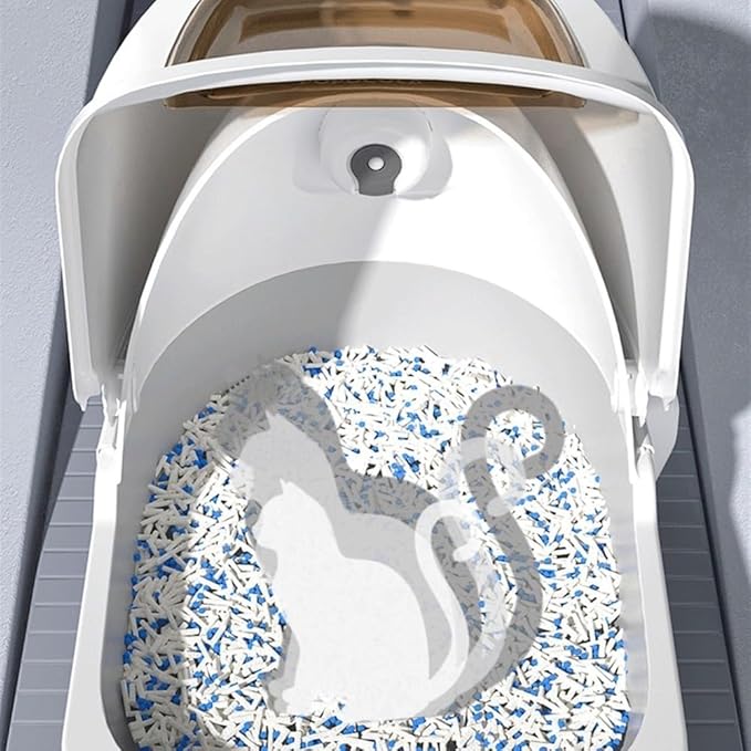 Pet Supplies, Extra Large Enclosed Cat Litter Box with Scoop Odor Control(White)