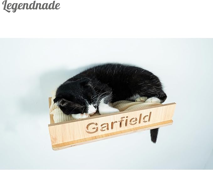 Personalized Cat Shelf Wall, Hanging Pet Bed, Wood Wall Mounted Cat Shelves, Wooden Furniture Station Toy Perch for Playing Sleeping Scratching, Your Cats Gifts
