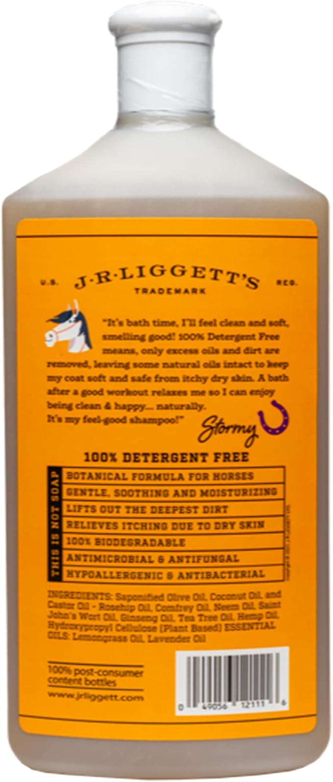 J.R.LIGGETT'S Liquid Botanical Horse Shampoo for Sensitive Skin - 100% Detergent-Free, Non-GMO Formula - Gently Deep Cleans and Nourishes Healthy Skin, Mane & Tail - 16.9 fl oz