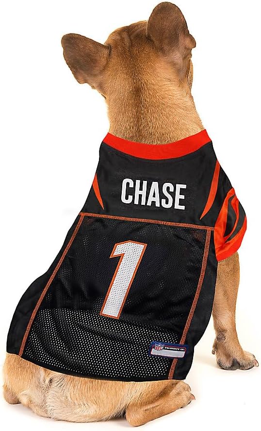 NFLPA JA'MARR Chase PET Jersey, NFL Dog Shirt, Size Medium, Cincinnati Bengals Mesh Jersey for Dogs