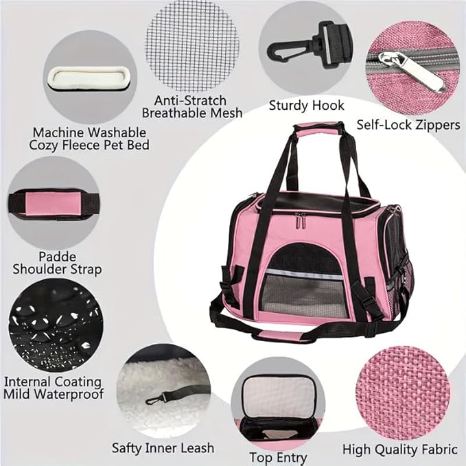 Cat Carriers, Dog Carriers, Pet Carriers – Airline-Approved Soft-Sided Bag for Cats & Small Dogs (Up to 15 lb), Foldable, Breathable Mesh, Privacy Cover, Washable & Lightweight