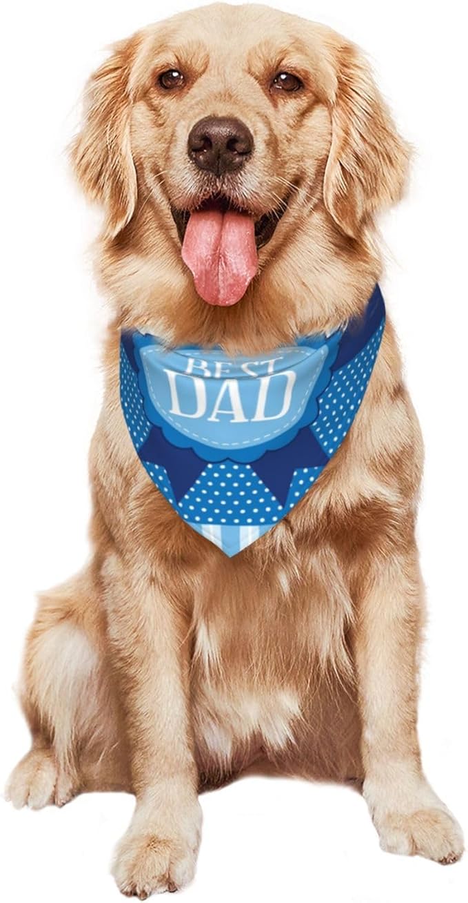 Happy Father's Day Dog Bandana Adjustable Reversible Triangle Dog Scarf Scarves Pet Bibs Costume Accessory Decor for Cats
