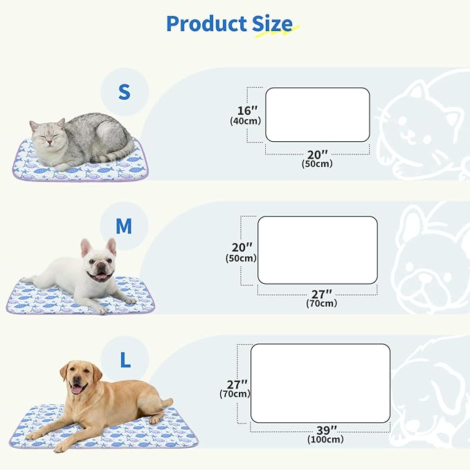 NWK Pet Cooling Mat for Large Dogs -Q-Max>0.345 Ice Silk Cooling Mat for Dogs & Cats Portable & Washable Pet Cooling Blanket, Car Seats, Beds for Summer (Purple Fish, 39'' X 27'' X 0.3'')