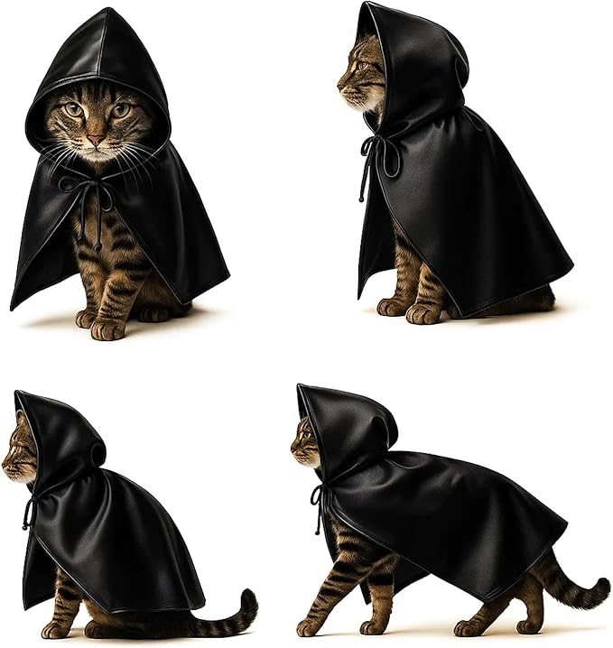 Black Bat Cat Cloak and Costume, Funny Bat Mask Cloak, Halloween, Clothes and Accessories for Cats