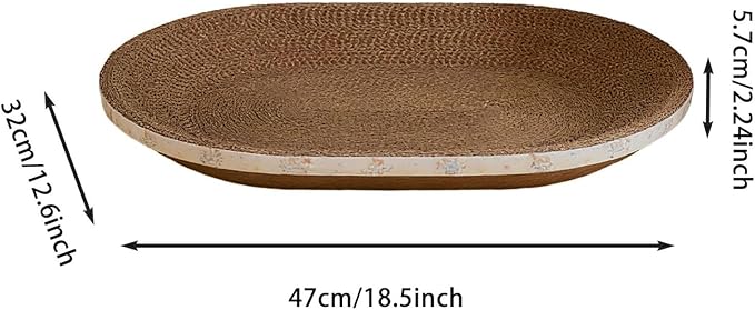 Oval Cat Cardboard Scratcher Bed, 2-in-1 Corrugated Cardboard Scratching Pad, Corrugated Lounge Couch Breathable Pet Scratch Pad for Small and Large Cats (Coffee*2)