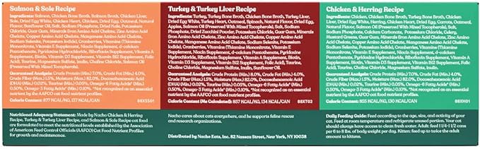 Made by Nacho Premium Minced Wet Canned Cat Food with Hydrating Bone Broth 5.5oz (12 Packs) (Variety Pack (Turkey & Turkey Liver, Chicken & Herring, and Salmon & Sole))