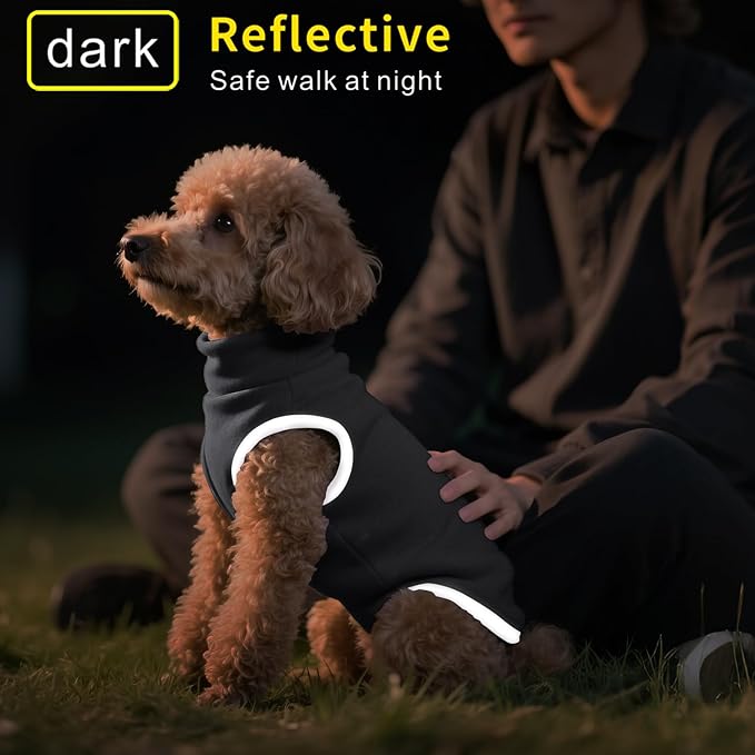 Idepet 2 Pack Striped Dog Sweater, Stretchy Dog Shirt Vest Turtleneck Pet Pullover Puppy Clothes Reflective Sweatshirt Fleece Cat Apparel (Pink Stripe + Grey, Medium)