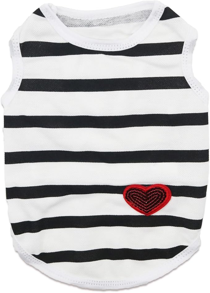 Pet Dog Striped T-Shirt Dogs Cats Cotton Vest Spring Summer Pet Apparel Tee Shirt Suitable for Small Medium Large Pets French Bulldog Bichon Clothes