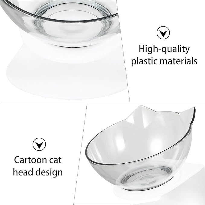 Toyvian Tilted Elevated Plastic Pet Feeding Bowl with Neck Protection for Cats, Single Bowl Suitable for Daily Feeding and Watering