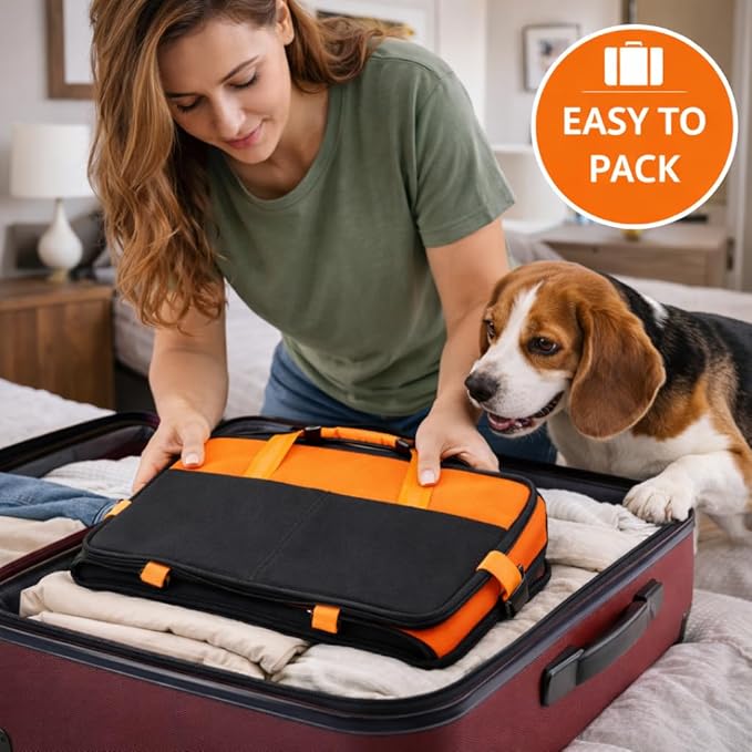Pet Life ® 'Travel-Nest' Innovative Portable Travel Folding or Collapsible Cat and Dog Bed with Carrying Handle