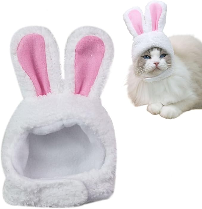 Plush Bunny Ears Pet Headband,Rabbit Ear Hat for Cat Small Dogs Halloween Party Costume Headwear