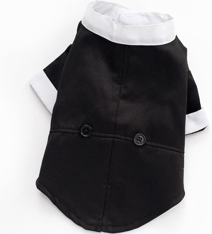 GabeFish Pets Wedding Jackets Suit for Dogs with Bow Tie Puppy Cat Formal Clothes Shirt Tuxedo (Black, L (Chest 17.3in/44cm)