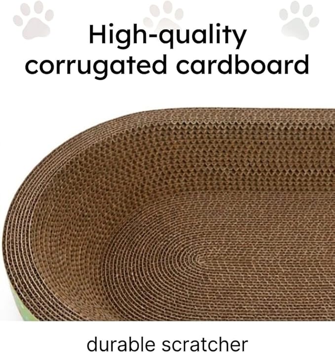 Cardboard Cat Scratcher Bed, Large Oval Scratch Pad for Indoor Cats, Durable High-Density Corrugated Scratcher Couch, Furniture Protector, 18.9" Lx12.6 Wx3.1 H