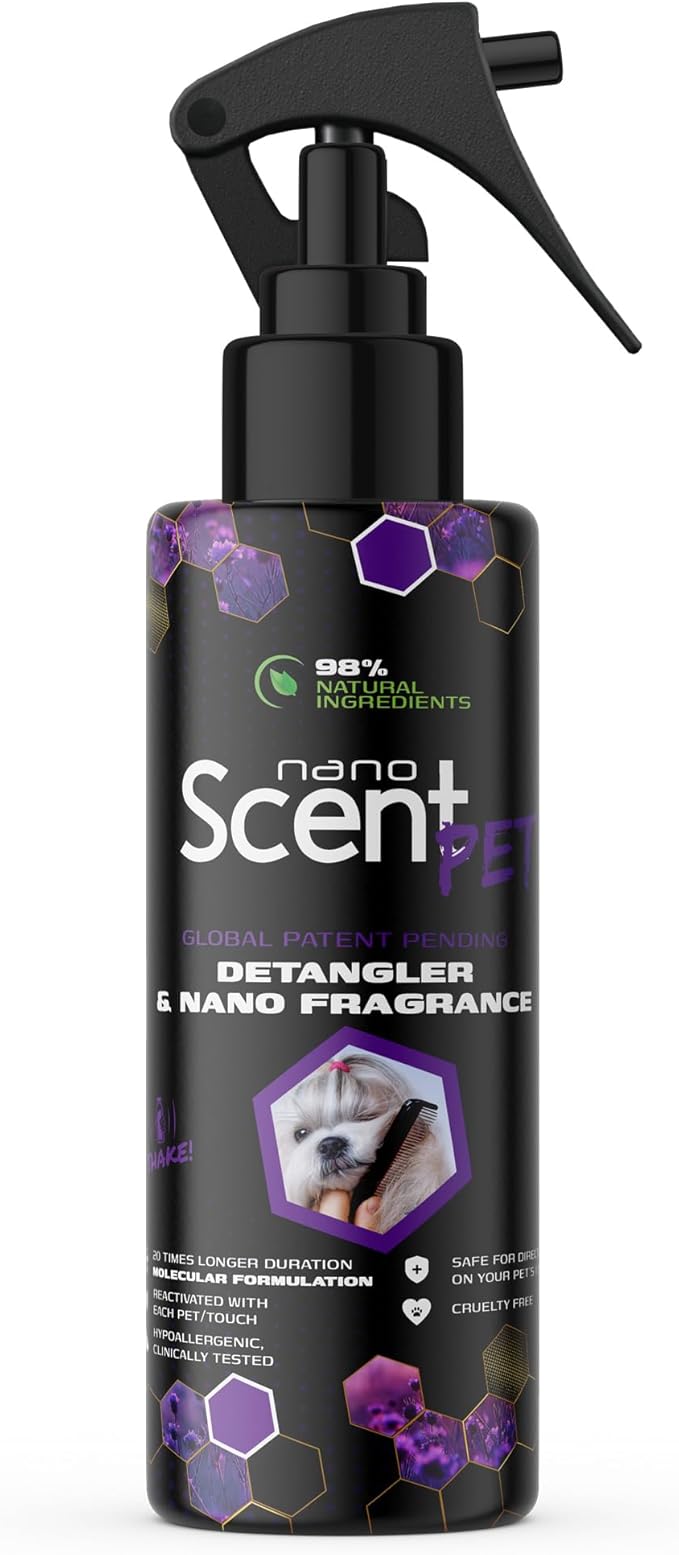 Pet Fur Detangler and Conditioner, Leave-in Conditioner with Long-Lasting Nano Scent for Effortless Grooming and Freshness, Spray After a Bath, Swim, Rain or Snow, Works All Day (200mL)