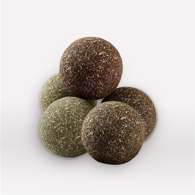 Natural Catnip Toys for Indoor Cats Interactive Cat Nip Balls, 5Pcs, 2 Catnip, 2 Silvervine, and 1 Gall Fruit Ball