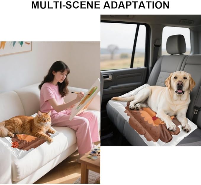 Autumn Leaf Turkey Illustration Pet Dog Cage Mat Dog Bed Chew Proof Bed for Cage Tough Non- Slip Bottom Furniture for Pet Multi- Scenario Pad Gift Printed Cat Pad 36× 24 Inch