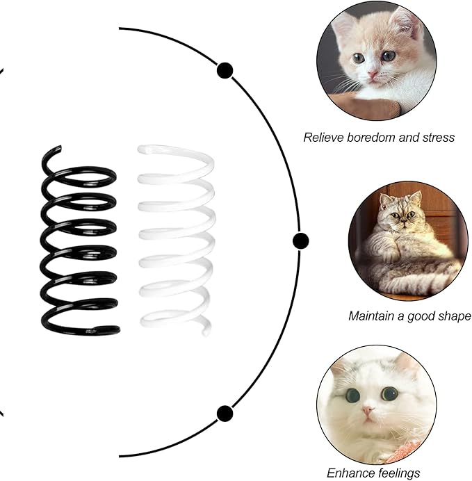 Andiker Cat Springs for Indoor Cats, 12Pc Cat Creative Toy to Kill Time&Keep Fit Interactive Cat Toy Black&White Springs Cat Toy for Biting(Black+White)