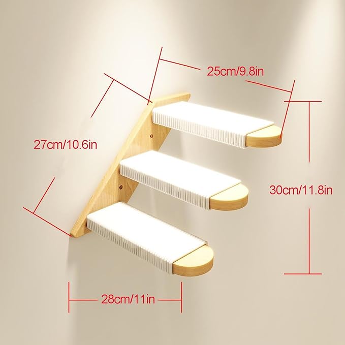 Cat Wall Furniture, Cat Wall Steps with Hemp Rope Covered, Cat Wall Stairs, Wall Mounted Cat Hammock, Cat Shelves for Sleeping, Climbing and Lounging (Color : 3-Layer Ladder)
