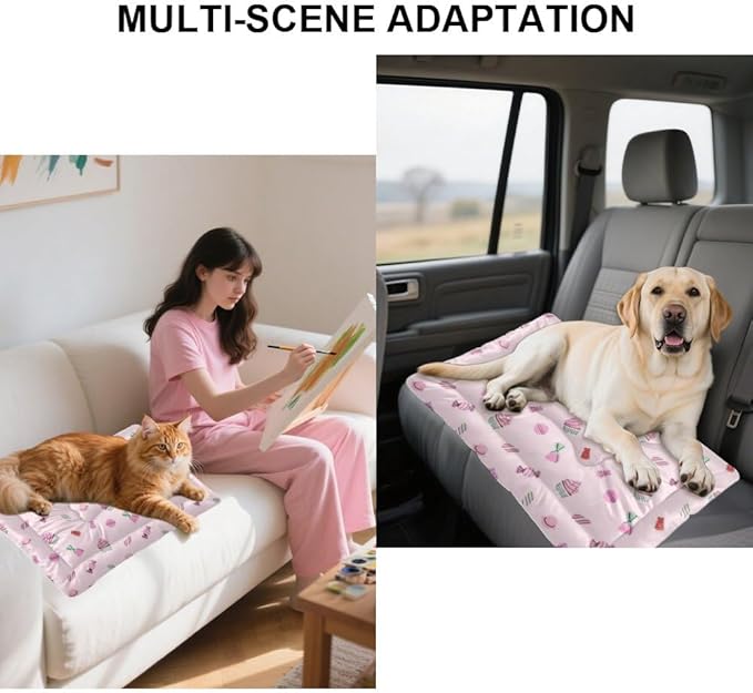 Christmas Sweets and Candy Pink Pet Bed Pad Non Slip Bottom Soft Dog Bed Cat Calming Pet Friendly Furniture Multi Scenario Multi Model Dog Pad Gift Printed Camping 24× 18 Inch