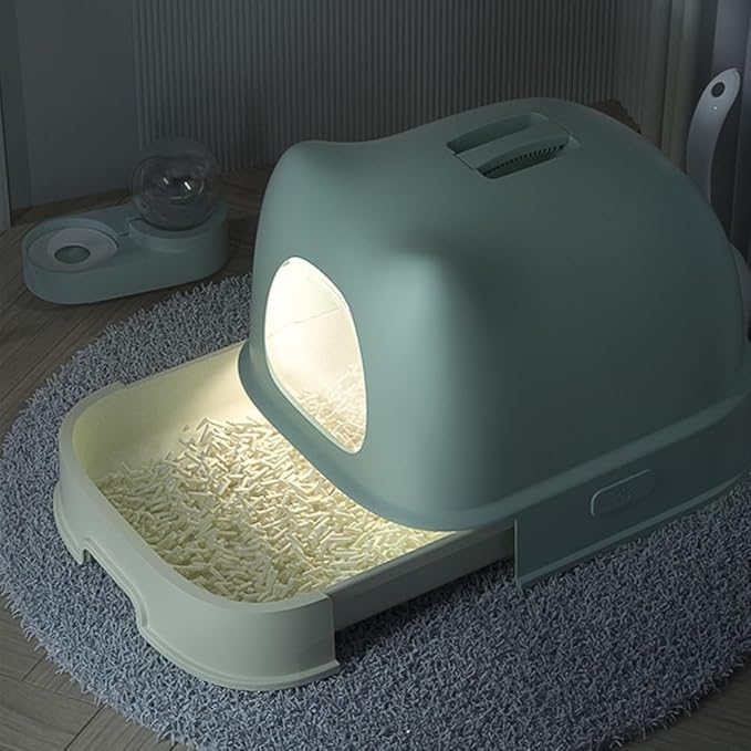 Pet Supplies, Large Covered Cat Litter Box with Lid & Scoop, Enclosed Indoor for Medium & Big Cats(Dark Green)