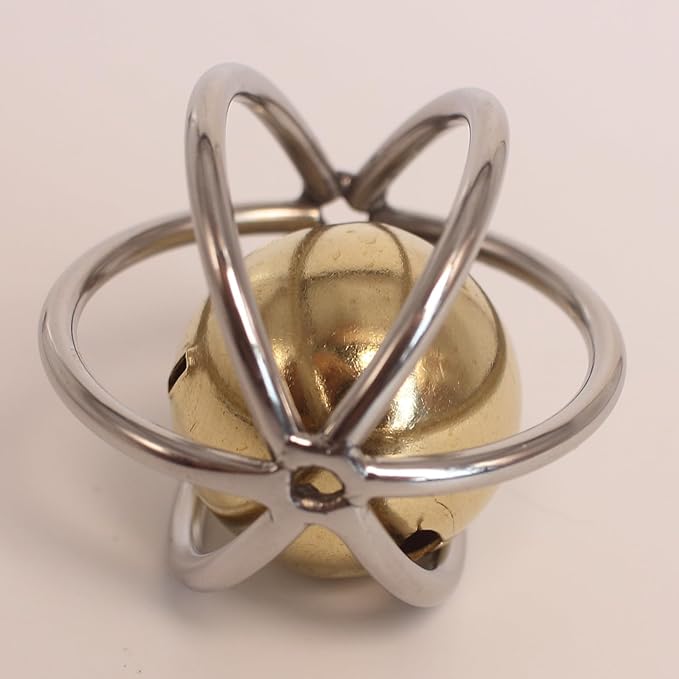 Fosrion Heavy Duty Stainless Steel Cat Toy with Brass Bell – Interactive Hanging Ball Toy for Cats, Durable Teaser & Mental Stimulation Toy, Satisfies Natural Hunting Instincts (Medium)