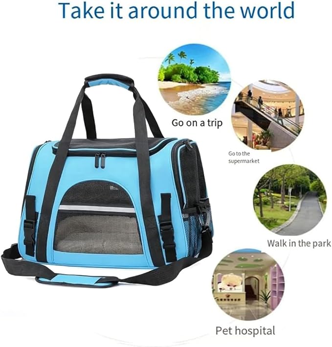Cat Carriers, Dog Carriers, Pet Carriers – Airline-Approved Soft-Sided Bag for Cats & Small Dogs (Up to 15 lb), Foldable, Breathable Mesh, Privacy Cover, Washable & Lightweight