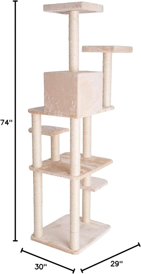 GleePet GP78740821 Cat Tree, 74-Inch, Beige