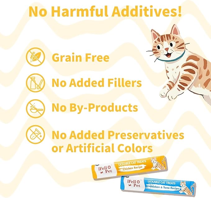 High-Meat Lickable Cat Treats Variety Pack - Real Chicken & Seafood - Smooth Creamy Puree - Grain-Free - 15g Each/12 Tubes x 3 Packs (36 Tubes in Total)
